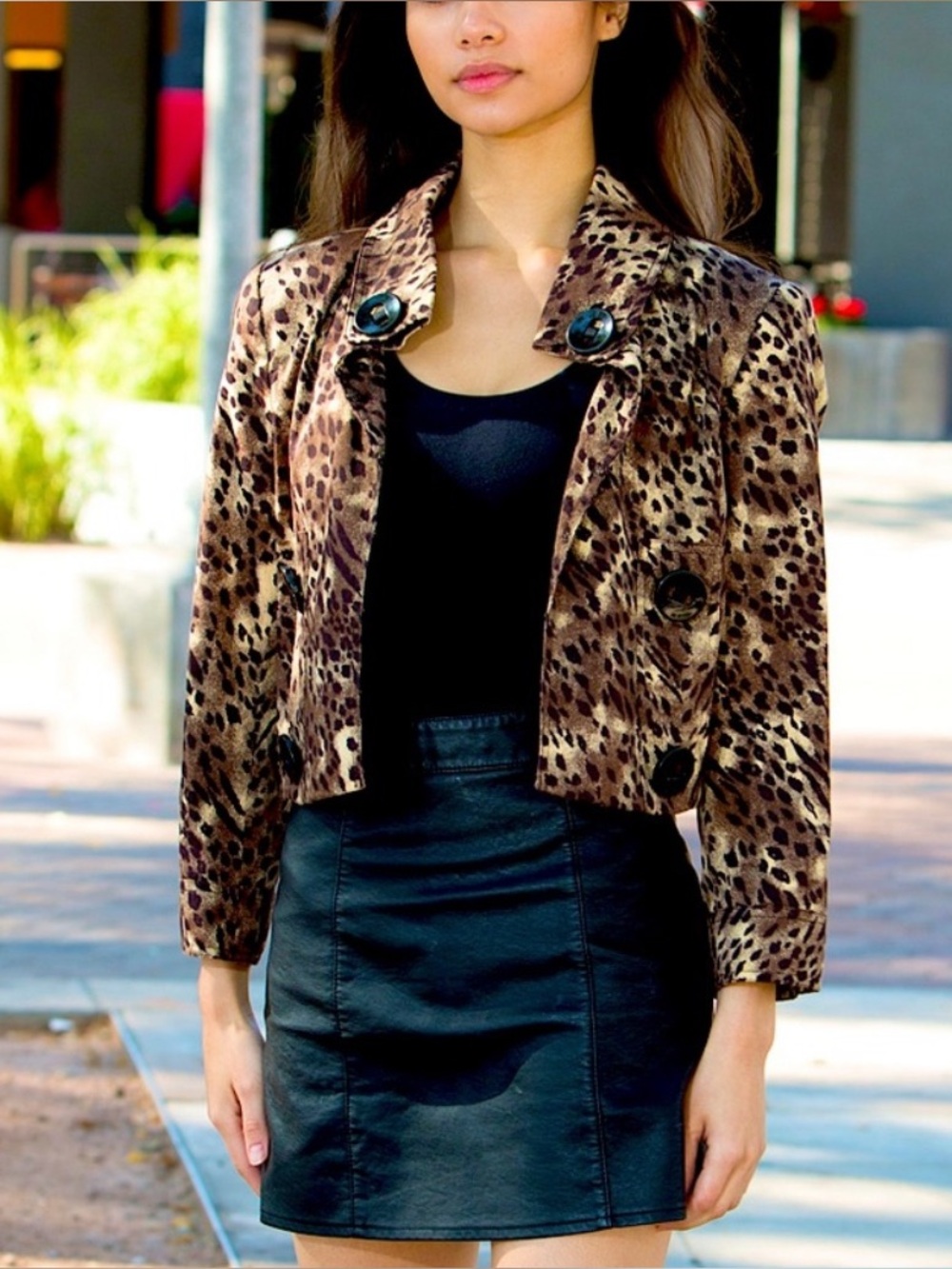 Grace Elements Women’s Cheetah Cropped Animal Print Blazer Size 4